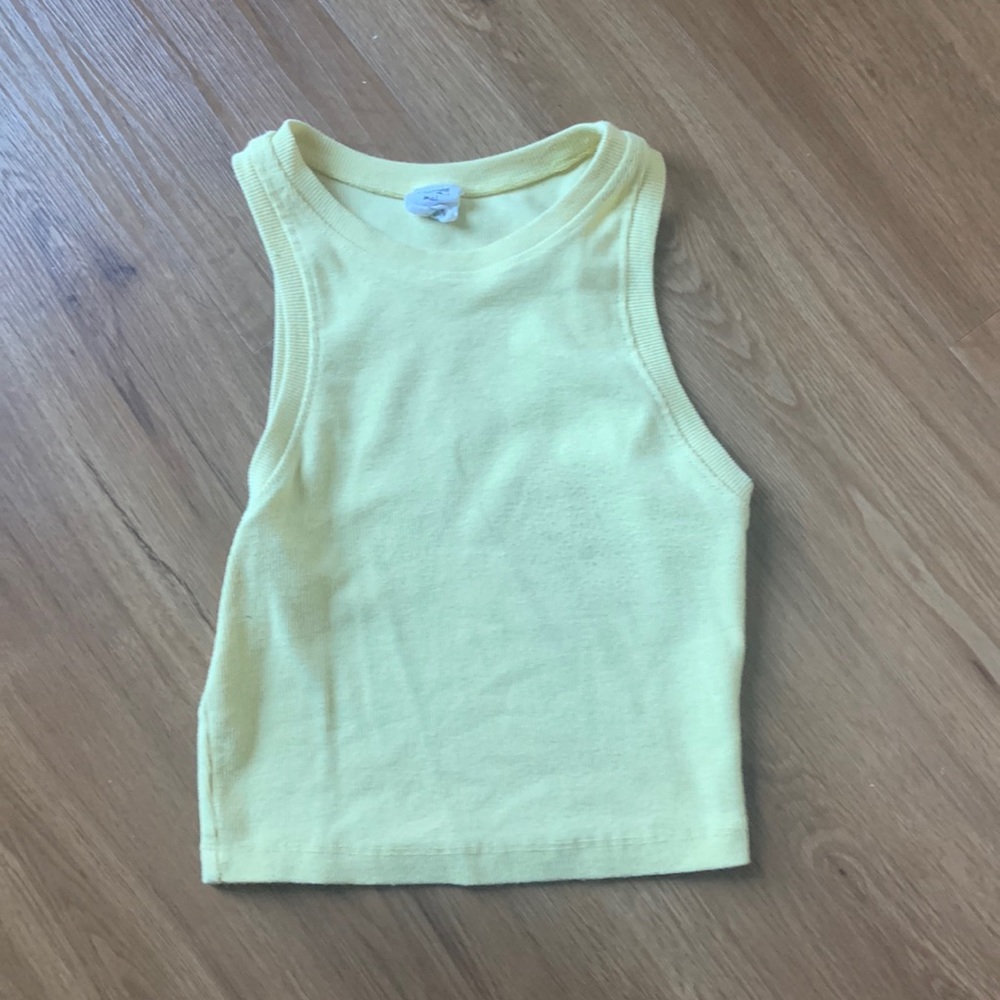 Yellow ribbed crop top